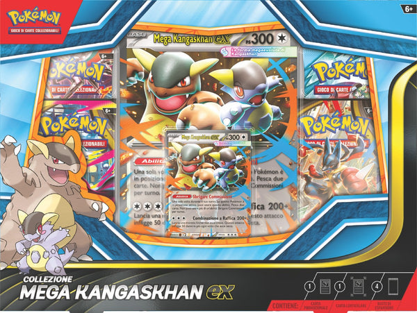 Collezione Mega Kangaskhan-ex Pokémon TCG edizione italiana con carta olografica e buste

