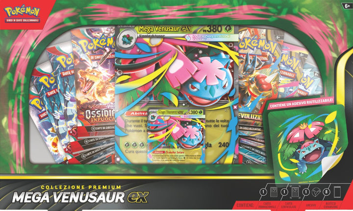Collezione Premium Mega Venusaur-ex Pokémon TCG edizione italiana con carta olografica, carta lenticolare gigante e 8 buste