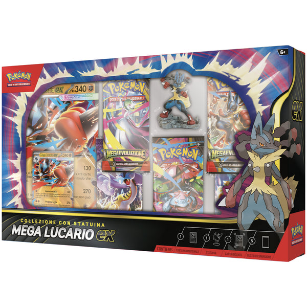Collezione con Statuina Mega Lucario-ex Pokémon TCG edizione italiana con statuina esclusiva e carte promozionali